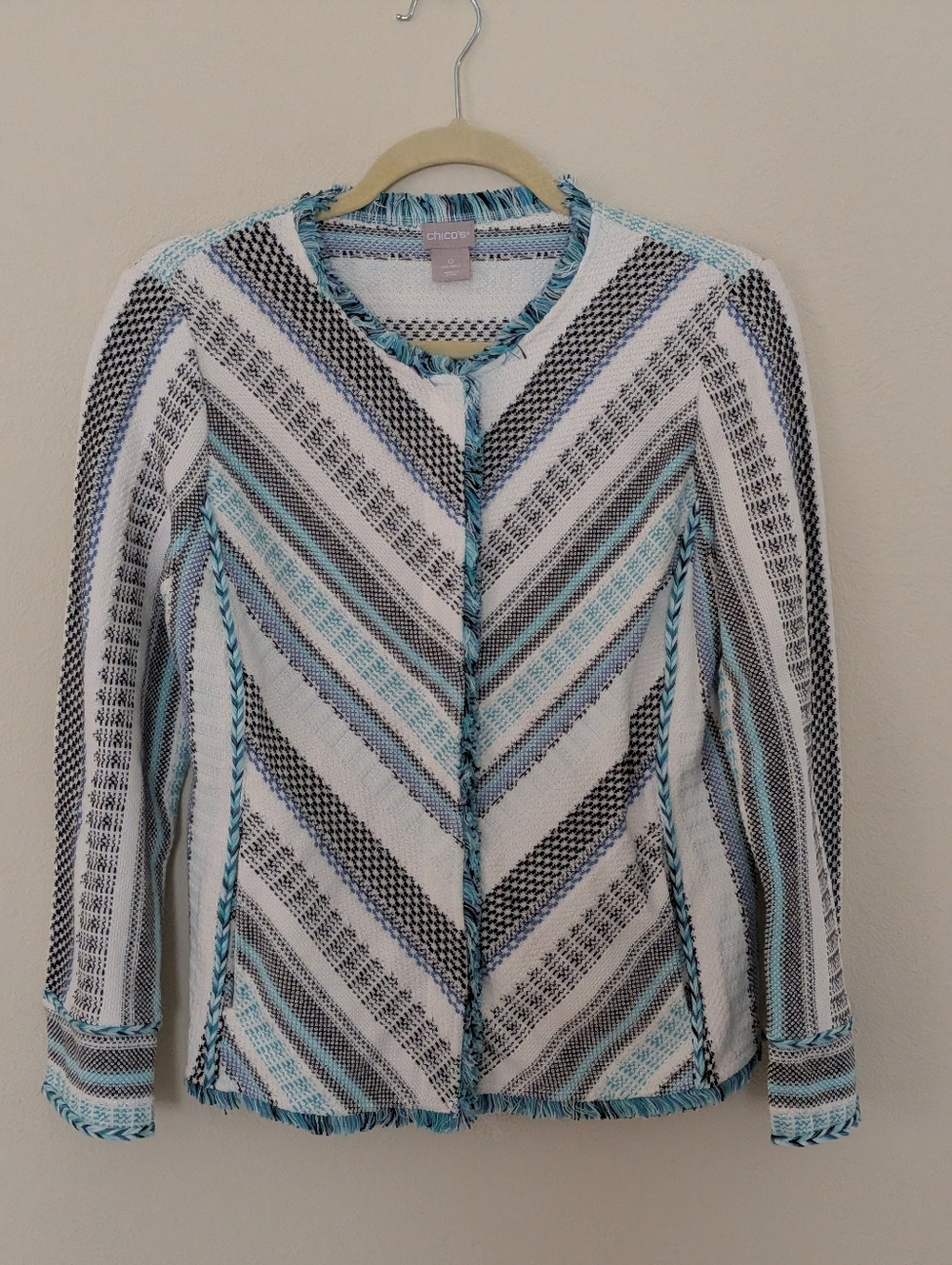 Chico's Structured Striped Cardigan Size Small NWT